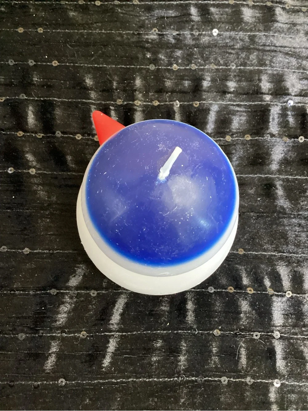 IKEA Blue and White Snowman Unscented Candle with Red Beak 4 3/4
